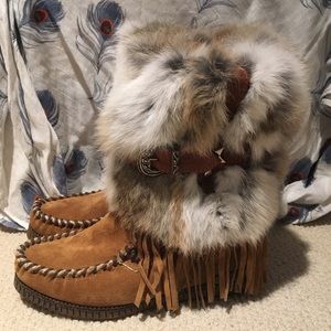 70MM MARTHA SUEDE & RABBIT FUR BOOTS